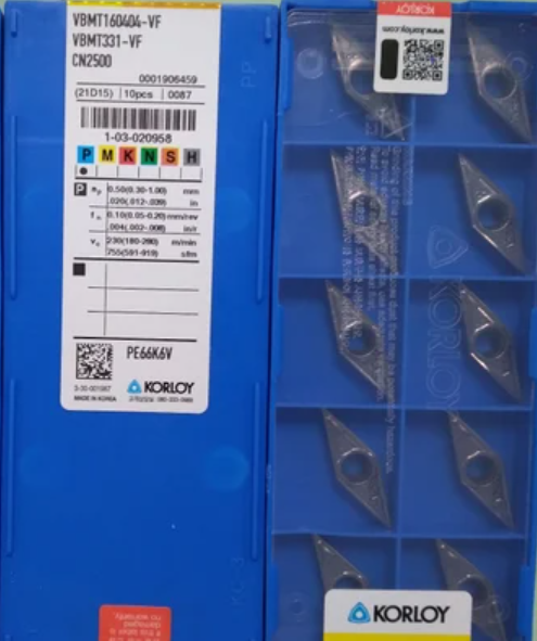 KORLOY INSERTS (10PC) - VBMT160404 HMP-NC3030